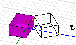 Model of box-shaped object and outline in new orientation.