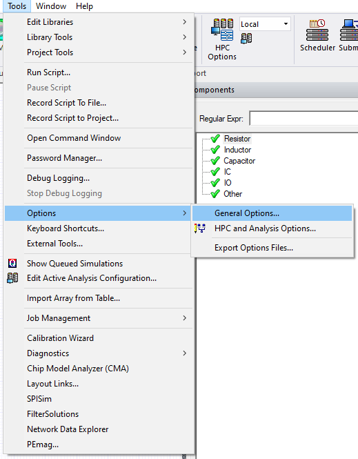 Tools > Options > General Options...