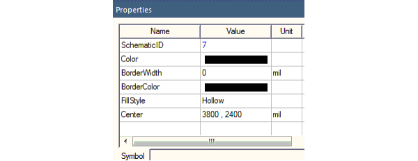 Symbol tab of the Properties window displaying the schematic ID