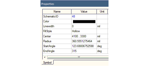 Symbol tab of the Properties window displaying the Schematic ID