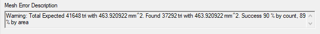 Example of a mesh error description accessed from the Mesh Feedback tab of the Model Analysis window