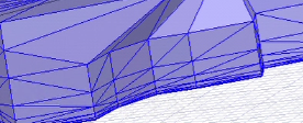Close up view of a mesh created as the result of skin depth layering