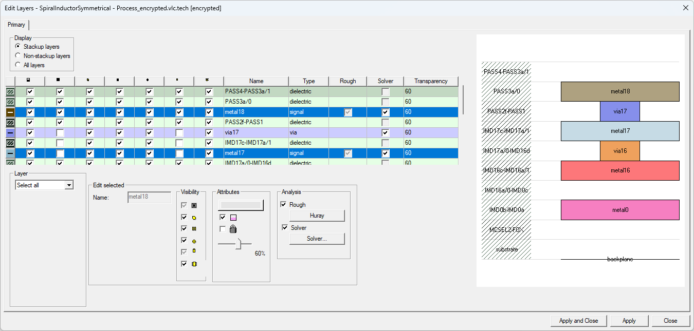Edit Layers Window