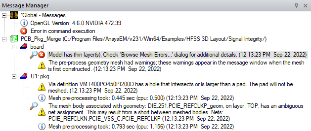 Message Manager Window