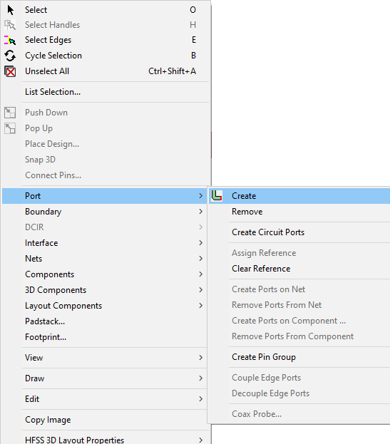Layout Editor > Port > Create Layout Editor > Port > Create