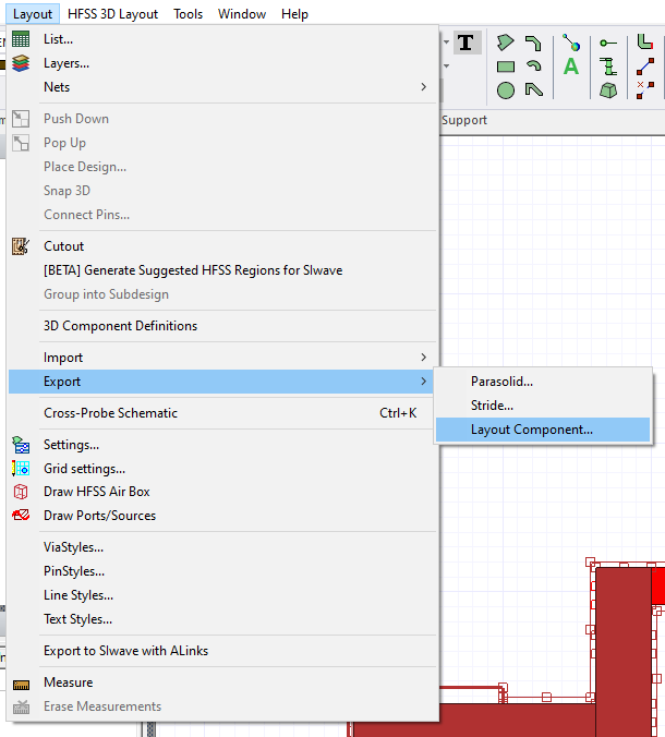 Layout > Export > Layout Component