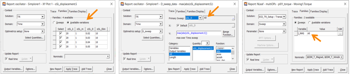 Report Settings, All Variations highlighted.