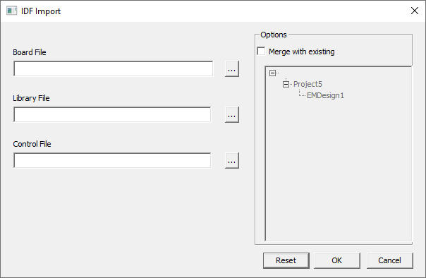 IDF Import dialog