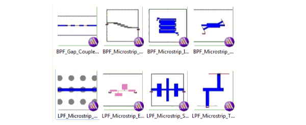 Icons of various filter designs