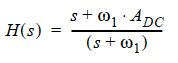 The legacy transfer function with one pole frequency.