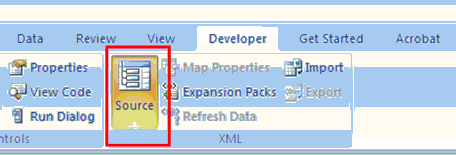 Source option highlighted.