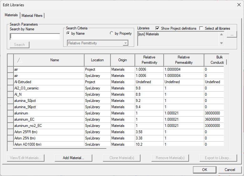 Edit Libraries Window