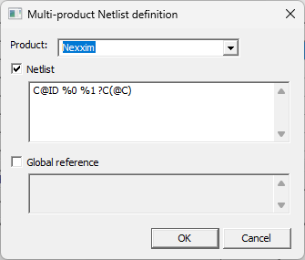 Multi-Product Netlist Definition window.