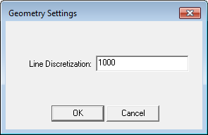 Geometry settings dialog. Line Discretization field set to 1000