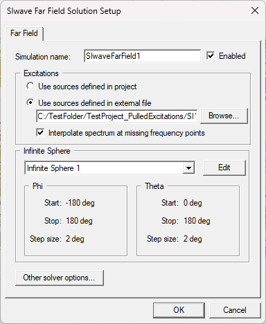 SIwave Far Field Solution Setup Window