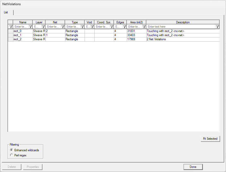 Net Violations Window