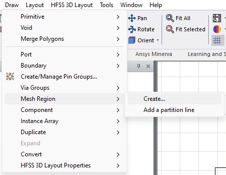 Draw > Mesh Region > Create