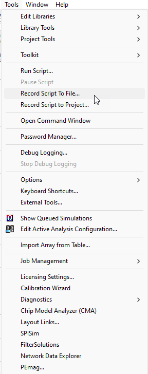 Tools > Record Script To File