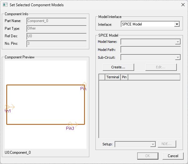 Set Selected Component Models Window > SPICE