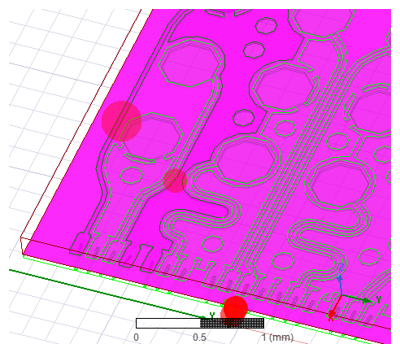 Model zoomed in on error markers.