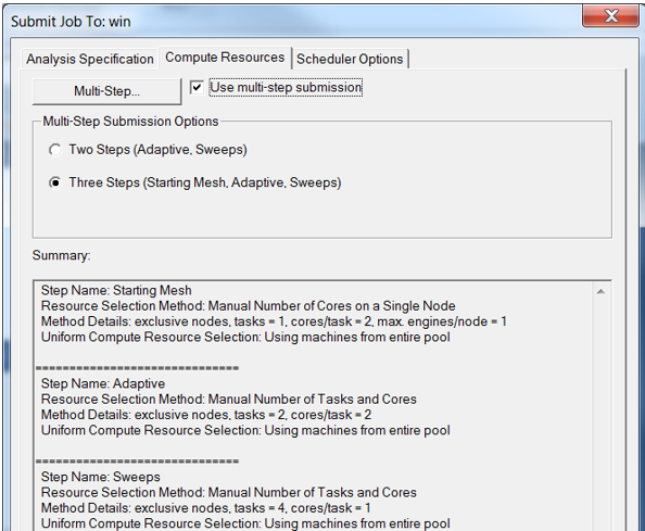 Compute Resources tab. Text summary of resource specifications.