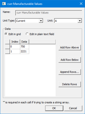 Offset Manufacturable Values dialog.