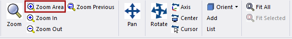 View navigation commands, including Zoom Area, on the View ribbon tab