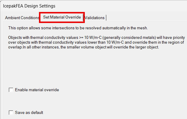 Enable Material Override Option