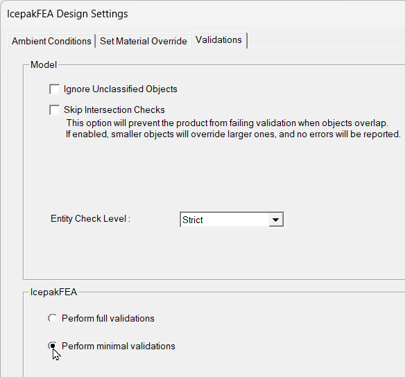 Perform Minimal Validations