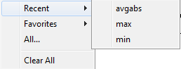 Trace shortcut menu. Recent selected.