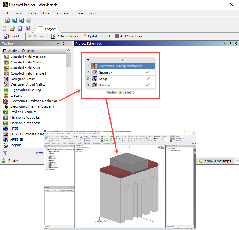 Workbench Linked to IcepakFEA Project