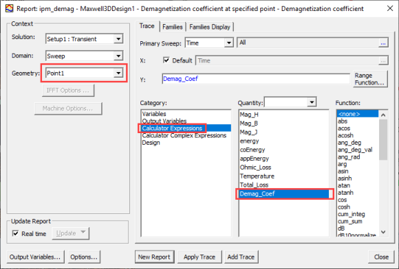 Report window showing Demag Coeff as a Calculator expression