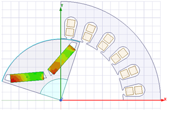 Demag Coef displayed as a color shaded plot inside nonlinear permanent magnets