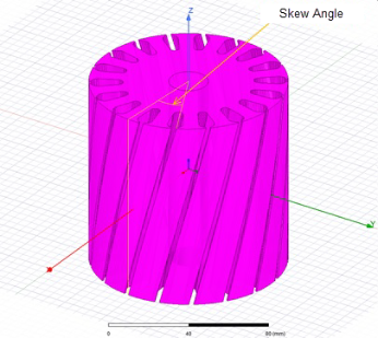 Skew angle is highlighted on a model