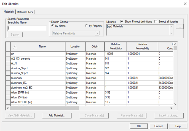 Edit Window. Materials tab opened. Materials listed.
