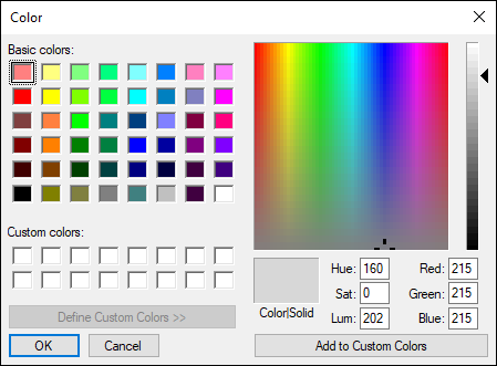 Color Selection Window Color Selection Window