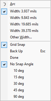 Draw Trace - shortcut menu