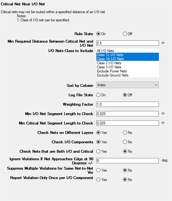 Critical Net Near I/O Net Rules