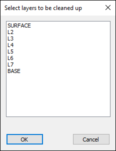 Select layers to be cleaned up window
