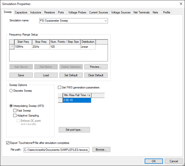 Simulation Properties - PSI