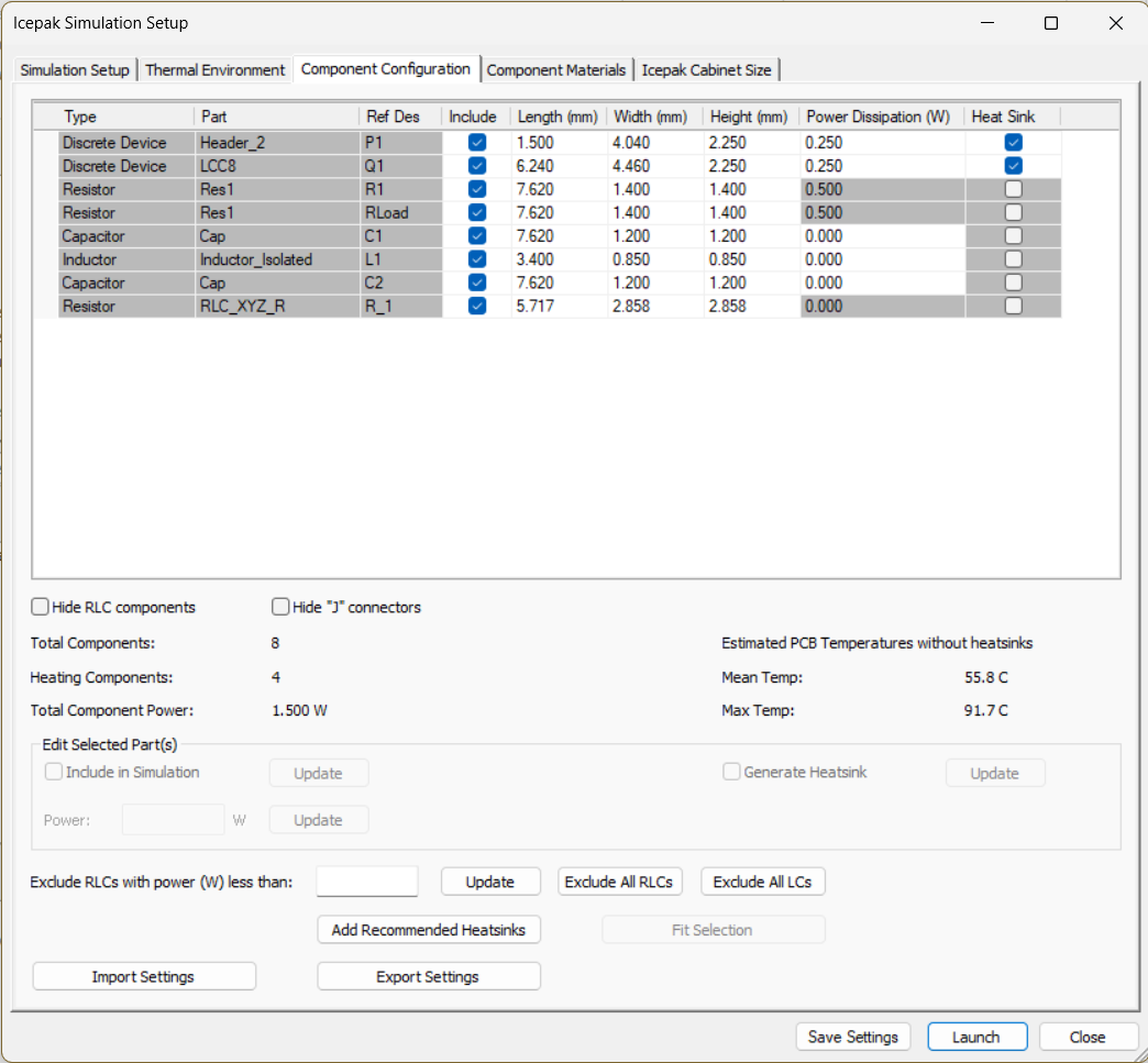 Icepak Simulation Setup - Component Configuration