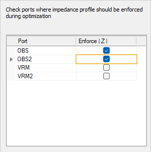 Impedance Profile Selection(s)