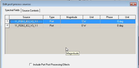 Edit Post Process Sources dialog.