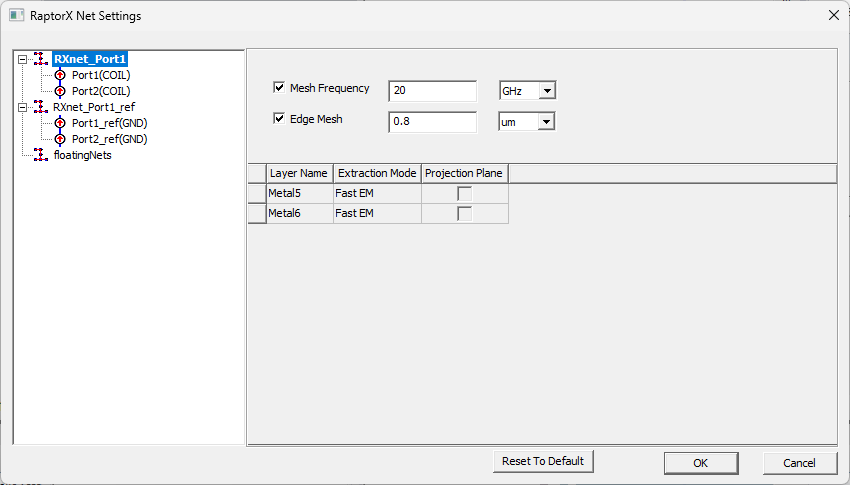 RaptorX Net Settings Window
