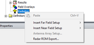 Radiation shortcut menu.