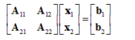 Matrix form equation, i=1,2; A x equals b.