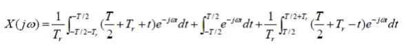 An equation describing a Fourier transform of a finite rise-time pulse