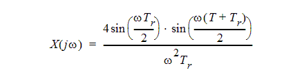An equation describing a simplified Fourier transform of a finite rise-time pulse