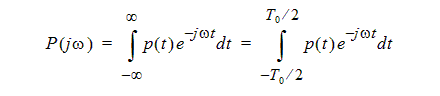 An equation describing how to compute the Fourier transform of the basic pulse shape function