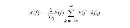 An equation describign how to find the Fourier transform of a repeating pulse, in Hertz